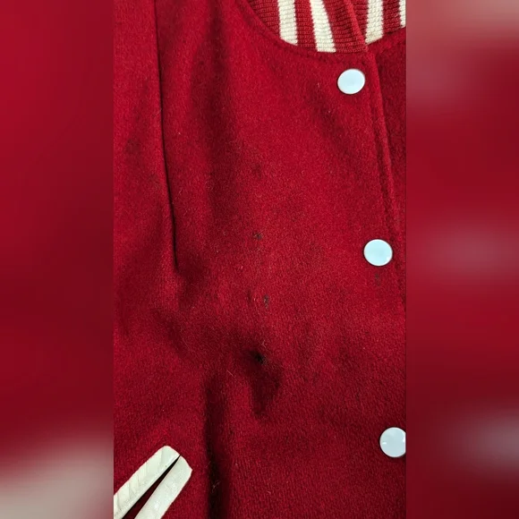 Vintage Cheerleader Varsity Wool Jacket - Red - Picture 8 of 16